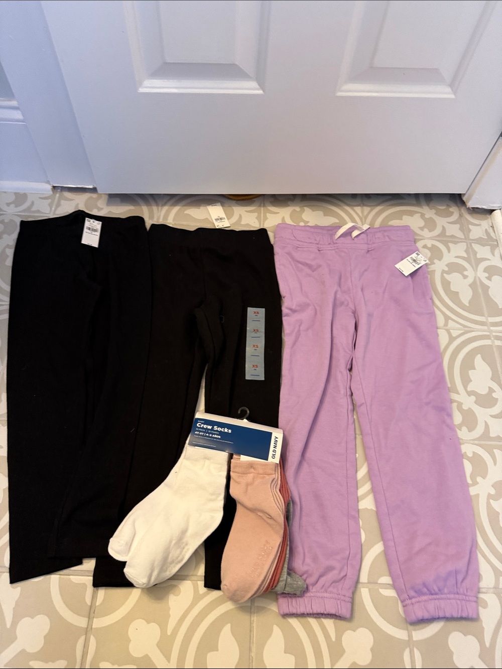 Old Navy Kids Lavender and Black Leggings  bundle and socks. See my listings